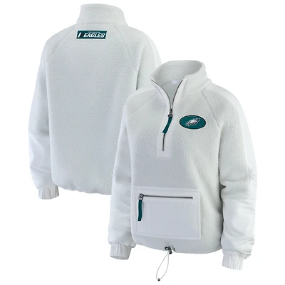 Women's WEAR by Erin Andrews White Philadelphia Eagles Polar Fleece Half-Zip Jacket