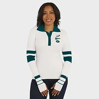 Women's WEAR by Erin Andrews White Philadelphia Eagles Ribbed Henley Polo Sweater