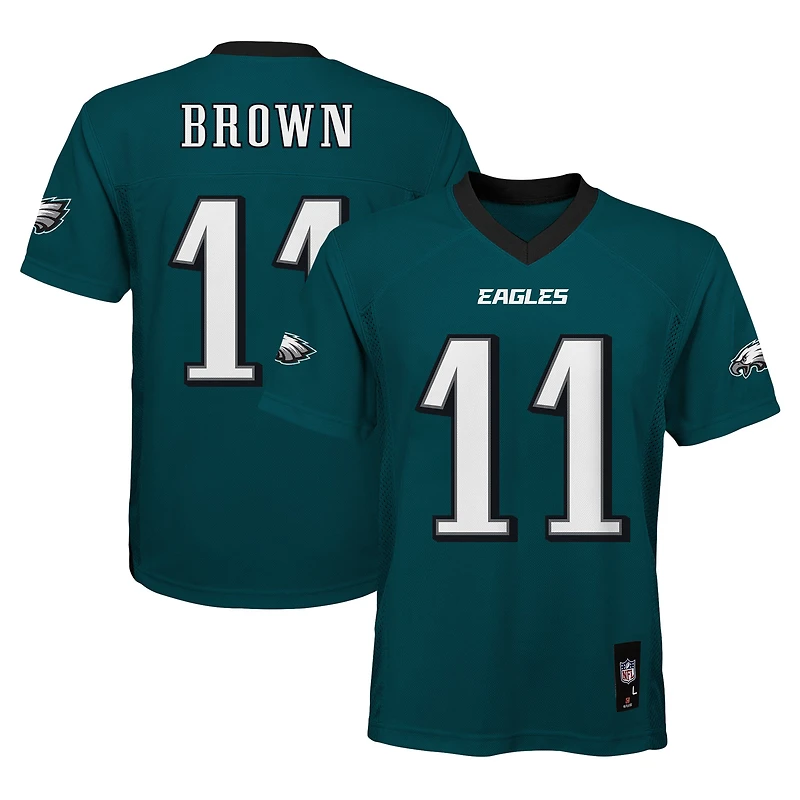 Maillot de joueur réplique vert nuit A.J. Brown des Philadelphia Eagles pour jeunes