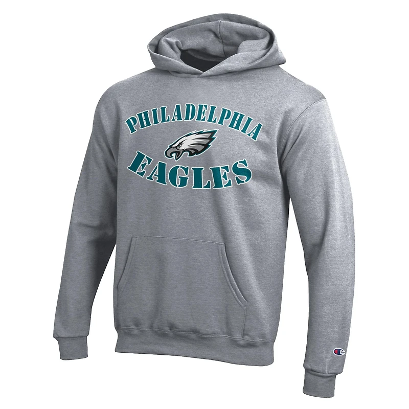 Youth Champion Gray Philadelphia Eagles Powerblend Fleece Hoodie