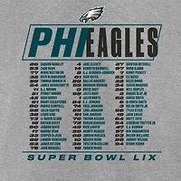 Youth Fanatics Heather Gray Philadelphia Eagles Super Bowl LIX Roster T-Shirt