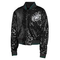 Veste à paillettes Glam Squad noire pour jeune fille Outerstuff des Philadelphia Eagles