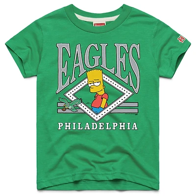 T-shirt tri-blend vert Kelly des Philadelphia Eagles, hommage jeunesse x Les Simpson