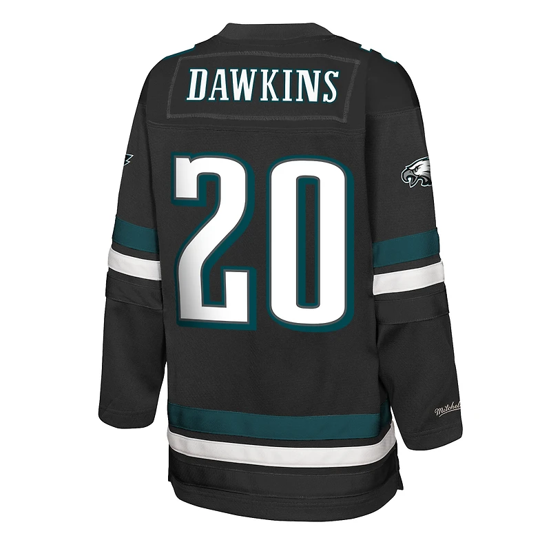 Youth Mitchell & Ness Brian Dawkins Black Philadelphia Eagles Hockey Fashion Jersey