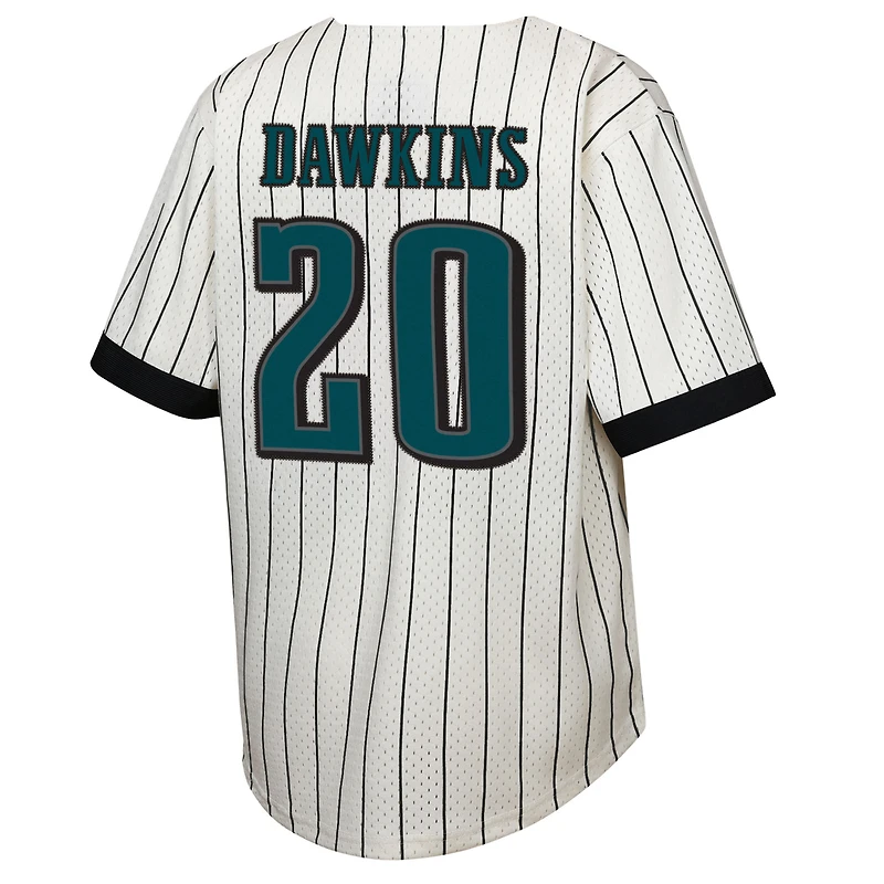Youth Mitchell & Ness Brian Dawkins Cream Philadelphia Eagles Retired Player Name Number Baseball Jersey