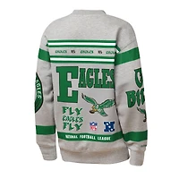 Youth Mitchell & Ness Gray Philadelphia Eagles Throwback All-Over Print Fleece Sweatshirt