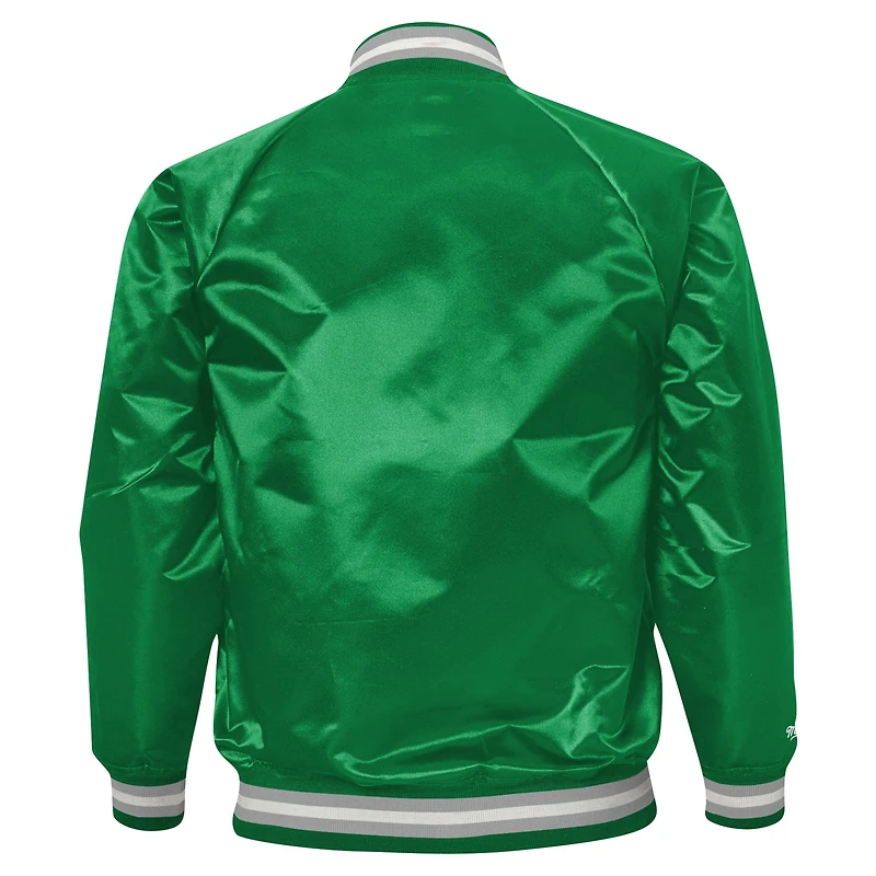 Youth Mitchell & Ness Kelly Green Philadelphia Eagles Satin Raglan Full-Snap Jacket