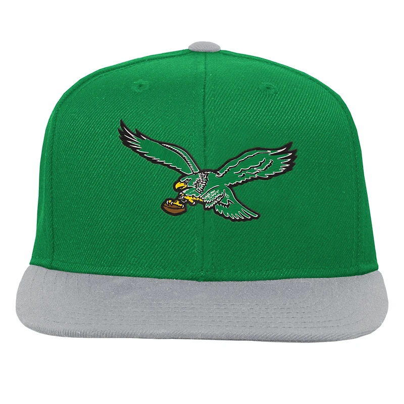 Youth Mitchell & Ness Kelly Green Philadelphia Eagles Team Two-Tone Snapback Hat