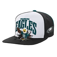 Youth Mitchell & Ness  White Philadelphia Eagles Team Mascot Snapback Hat