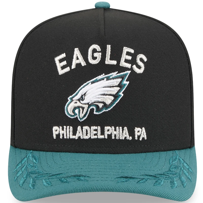 Youth New Era  Black/Midnight Green Philadelphia Eagles 2025 NFL Draft A-Frame 9FIFTY Snapback Hat