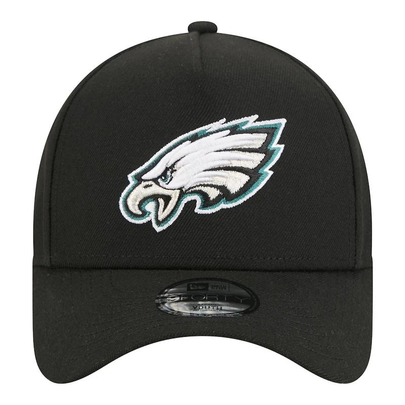 Casquette ajustable New Era noire Philadelphia Eagles 9FORTY pour jeunes