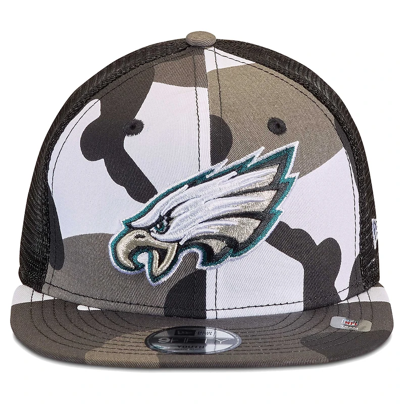 Youth New Era Camo/Black Philadelphia Eagles Trucker 9FIFTY Snapback Hat