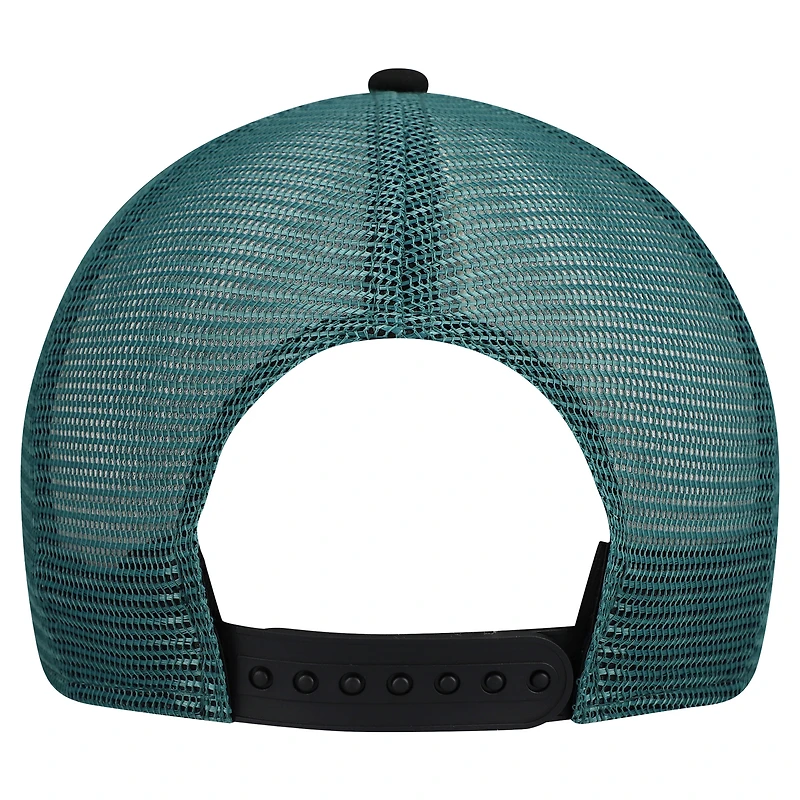 Youth New Era Cream/Midnight Green Philadelphia Eagles Banner 9FIFTY A-Frame Adjustable Trucker Hat