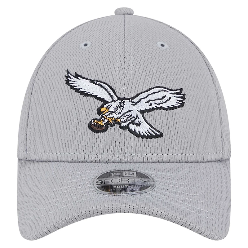 Youth New Era Gray Philadelphia Eagles Main 9FORTY Adjustable Hat