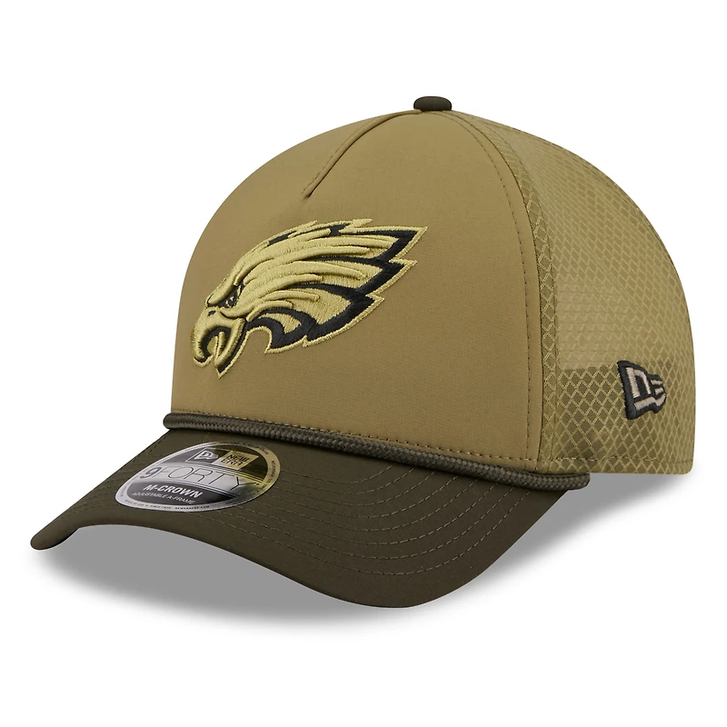 Youth New Era  Green/Dark Green Philadelphia Eagles 2025 Salute to Service 9FORTY A-Frame Adjustable Hat
