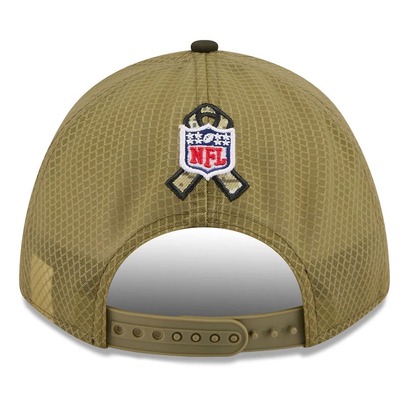 Casquette ajustable 9FORTY A-Frame verte/vert foncé Philadelphia Eagles 2025 Salute to Service pour jeunes New Era