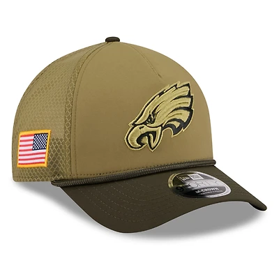 Youth New Era  Green/Dark Green Philadelphia Eagles 2025 Salute to Service 9FORTY A-Frame Adjustable Hat