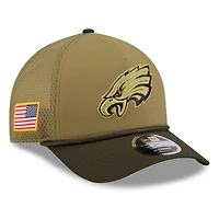 Casquette ajustable 9FORTY A-Frame verte/vert foncé Philadelphia Eagles 2025 Salute to Service pour jeunes New Era