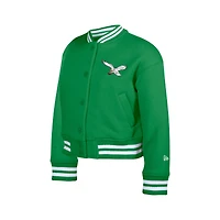 Veste polaire à boutons-pression en chenille appliquée rétro New Era vert Kelly des Philadelphia Eagles