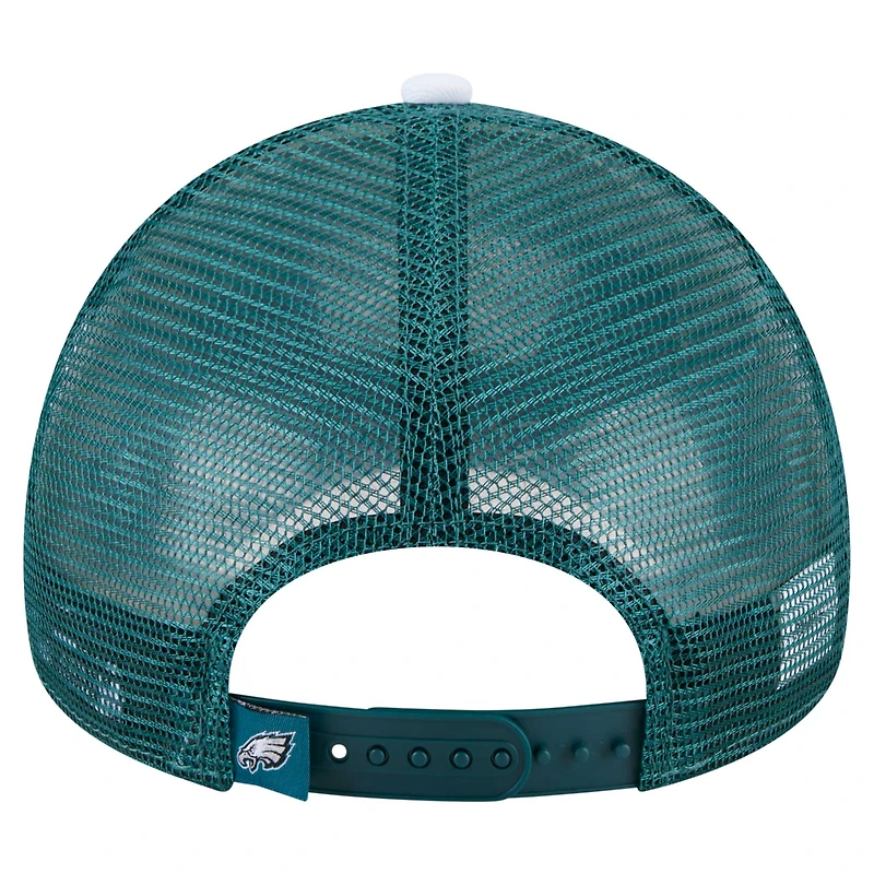 Casquette ajustable 9FORTY A-Frame Trucker à blocs de couleurs pour jeunes New Era Midnight Green Philadelphia Eagles Sport Night