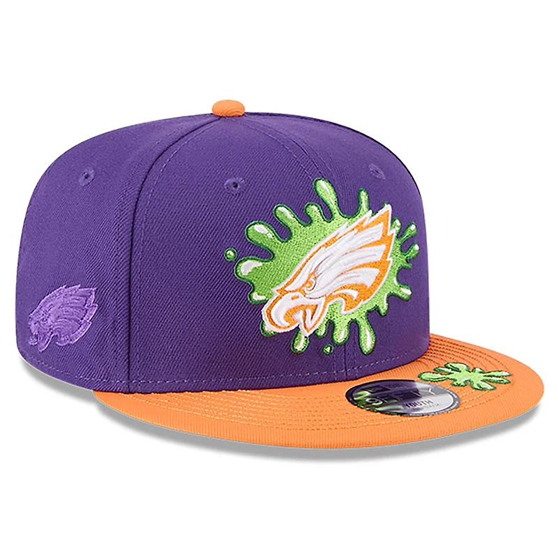 Casquette Snapback Nickelodeon Slime 9FIFTY violette/orange pour jeune New Era Philadelphia Eagles