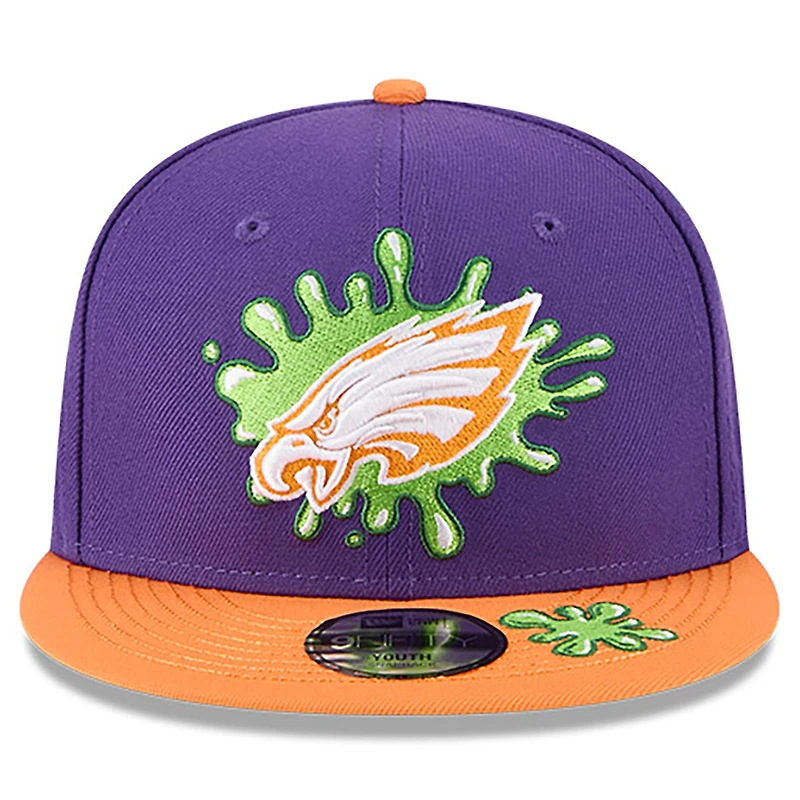 Casquette Snapback Nickelodeon Slime 9FIFTY violette/orange pour jeune New Era Philadelphia Eagles