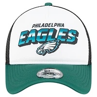 Youth New Era  White/Green Philadelphia Eagles Streak 9FORTY A-Frame Adjustable Hat