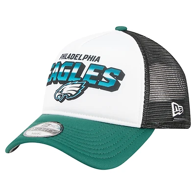 Youth New Era  White/Green Philadelphia Eagles Streak 9FORTY A-Frame Adjustable Hat