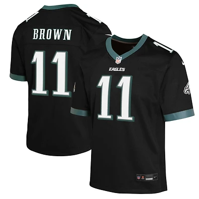 Maillot de match alternatif Nike A.J. Brown noir pour jeunes des Eagles Philadelphie