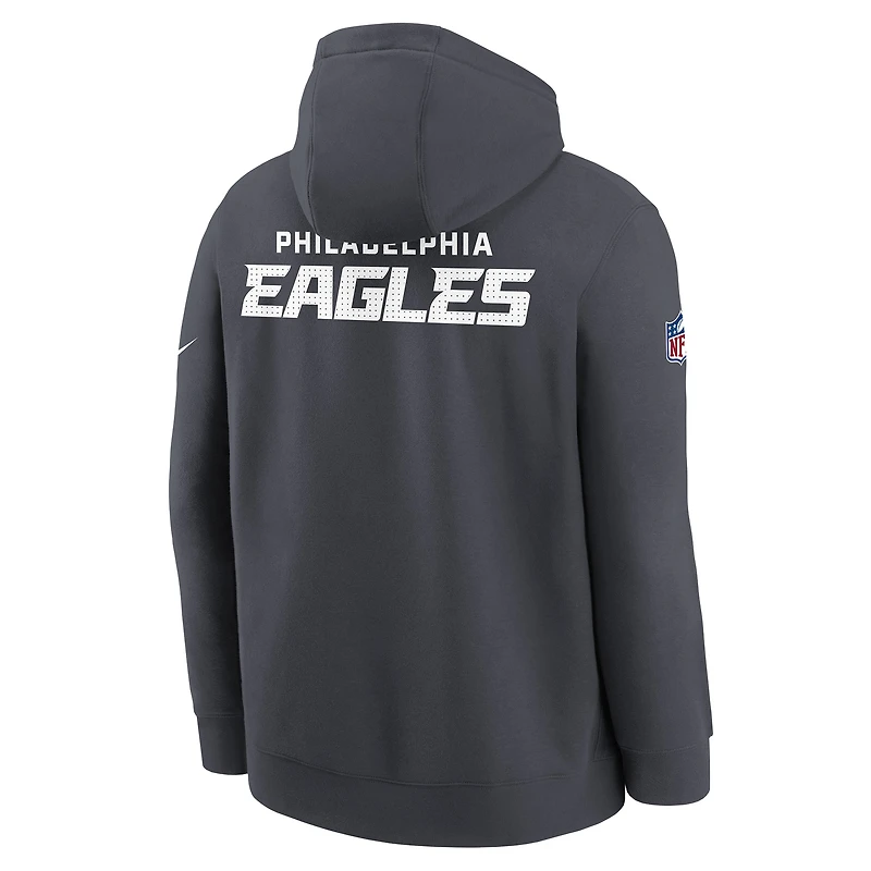 Sweat à capuche Nike Anthracite Philadelphia Eagles 2025 Sideline Club Fleece pour jeune
