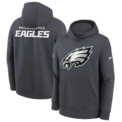 Sweat à capuche Nike Anthracite Philadelphia Eagles 2025 Sideline Club Fleece pour jeune