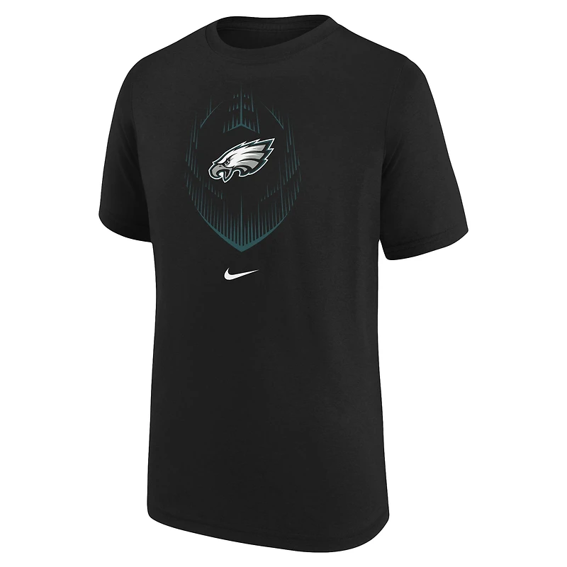T-shirt Nike noir pour jeunes Eagles de Philadelphie Legend Icon