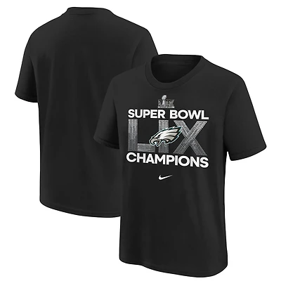 T-shirt Nike noir pour jeunes Philadelphia Eagles Super Bowl LIX Champions