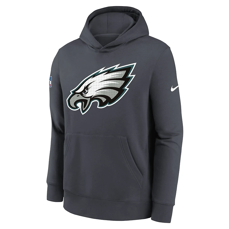 Sweat à capuche en molleton Nike Charcoal Philadelphia Eagles Sideline Club pour jeune