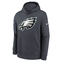 Sweat à capuche en molleton Nike Charcoal Philadelphia Eagles Sideline Club pour jeune