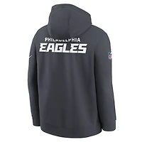 Sweat à capuche en molleton Nike Charcoal Philadelphia Eagles Sideline Club pour jeune