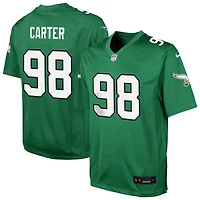 Maillot de match Nike vert Jalen Carter Kelly des Eagles Philadelphie pour jeune