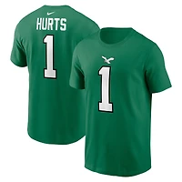 T-shirt Nike Jalen Hurts pour jeune, vert minuit, nom et numéro du joueur des Eagles de Philadelphie