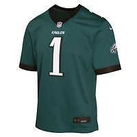 Maillot de match Nike Jalen Hurts Midnight Green des Philadelphia Eagles pour jeunes