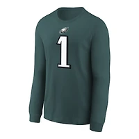 T-shirt à manches longues Nike Jalen Hurts pour jeunes, vert nuit, avec nom et numéro du joueur des Philadelphia Eagles