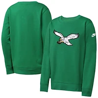 Sweat-shirt ras du cou essentiel Nike Rewind vert Kelly pour jeunes des Philadelphia Eagles