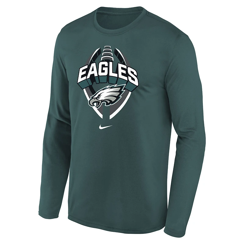 Youth Nike  Midnight Green Philadelphia Eagles Primetime Legend Icon Long Sleeve Performance T-Shirt