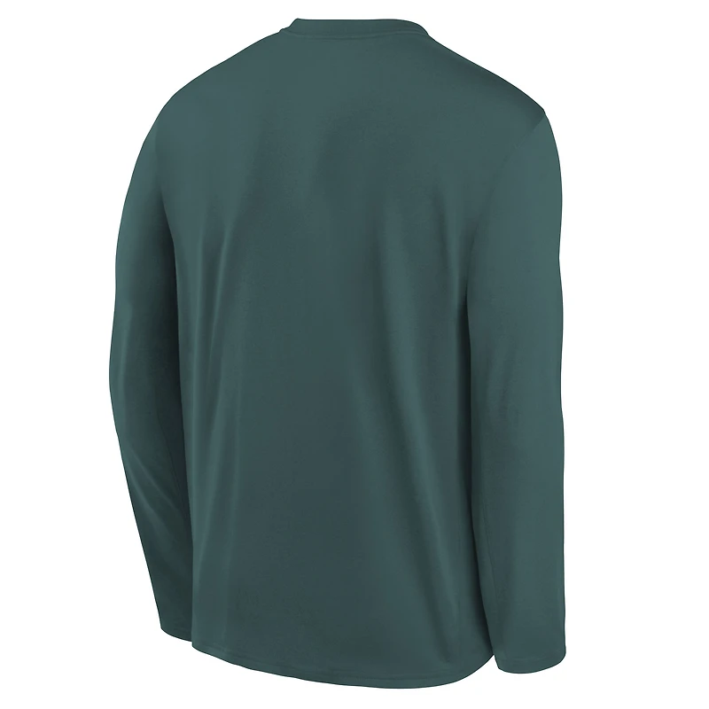Youth Nike  Midnight Green Philadelphia Eagles Primetime Legend Icon Long Sleeve Performance T-Shirt