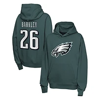 Sweat à capuche polaire Nike Saquon Barkley vert nuit pour enfant, avec nom et numéro du club des Eagles de Philadelphie.