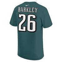T-shirt avec nom et numéro de joueur des Eagles Philadelphie Nike Saquon Barkley vert nuit pour jeune