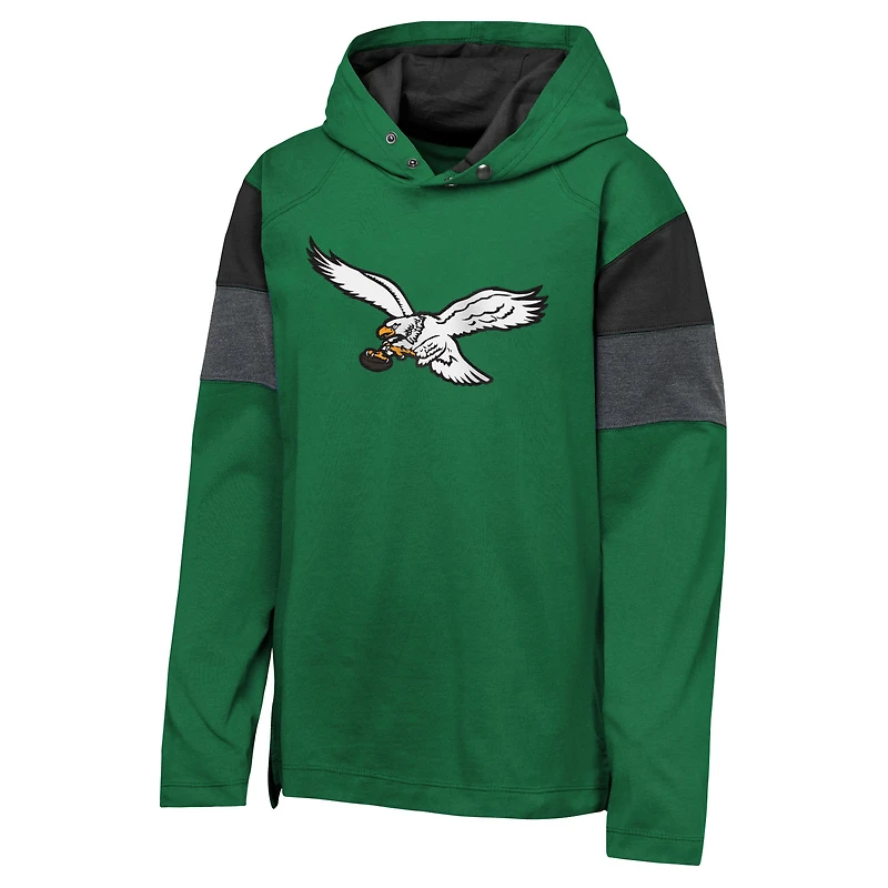 T-shirt à capuche manches longues et pour jeunes Outerstuff Kelly Green des Philadelphia Eagles