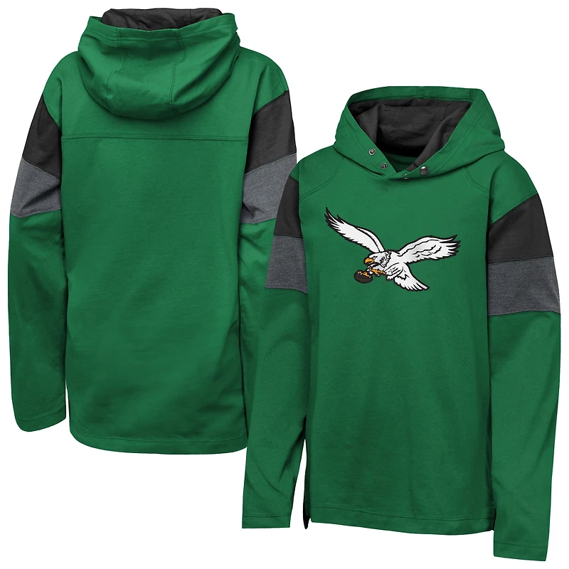 T-shirt à capuche manches longues et pour jeunes Outerstuff Kelly Green des Philadelphia Eagles
