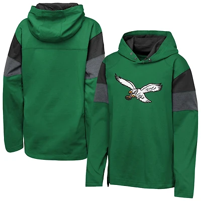 T-shirt à capuche manches longues et pour jeunes Outerstuff Kelly Green des Philadelphia Eagles