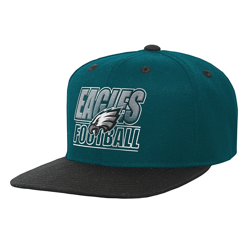 Casquette snapback dégradée vert nuit des Philadelphia Eagles pour jeunes Outerstuff