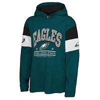 T-shirt à capuche manches longues Youth Outerstuff Midnight Green Philadelphia Eagles The Champs Back